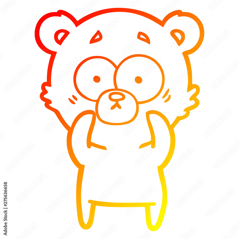 Obraz premium warm gradient line drawing surprised polar bear cartoon