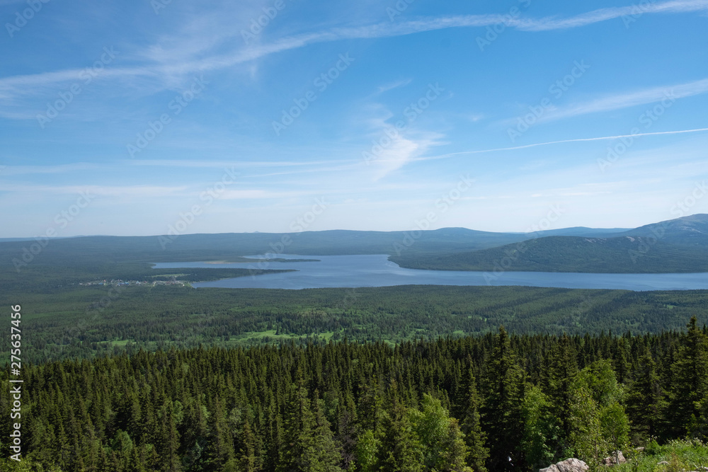 View from the top of the mountain to the national park. Photo wallpaper View from the top of the mountain to the national park. Photo wallpaper
