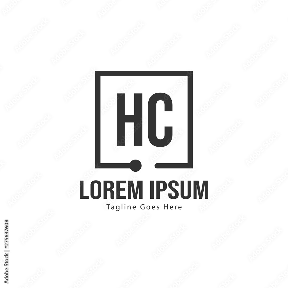 Initial HC logo template with modern frame. Minimalist HC letter logo vector illustration
