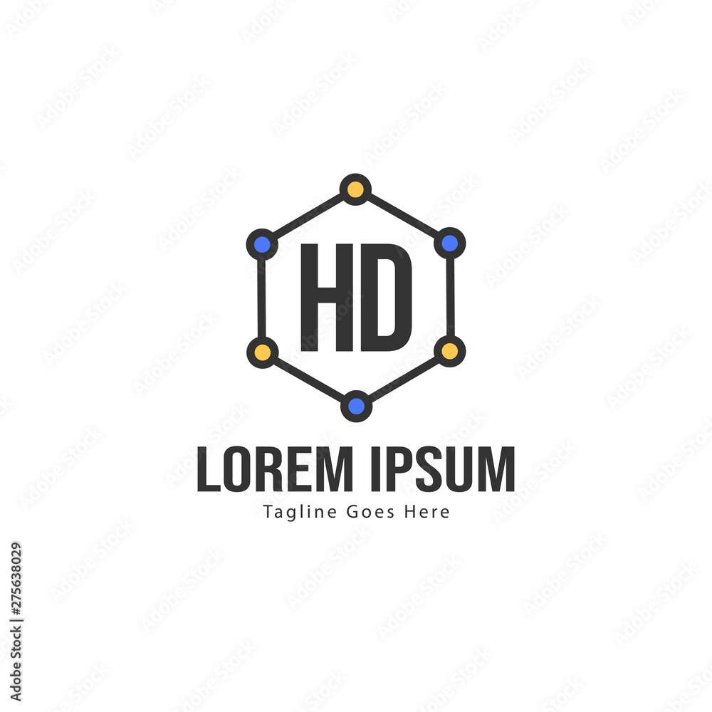 Initial HD logo template with modern frame. Minimalist HD letter logo vector illustration Initial HD logo template with modern frame. Minimalist HD letter logo vector illustration
