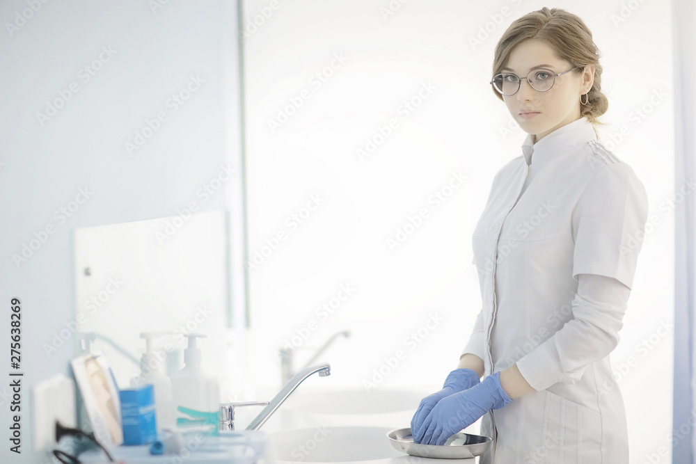 female doctor / concept modern medicine, clinic, female doctor in medical uniform is taking patients, working female doctor / concept modern medicine, clinic, female doctor in medical uniform is taking patients, working