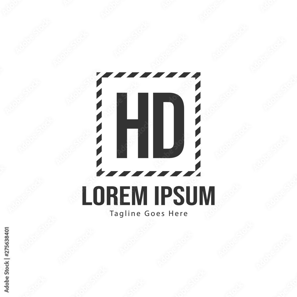 Initial HD logo template with modern frame. Minimalist HD letter logo vector illustration Initial HD logo template with modern frame. Minimalist HD letter logo vector illustration