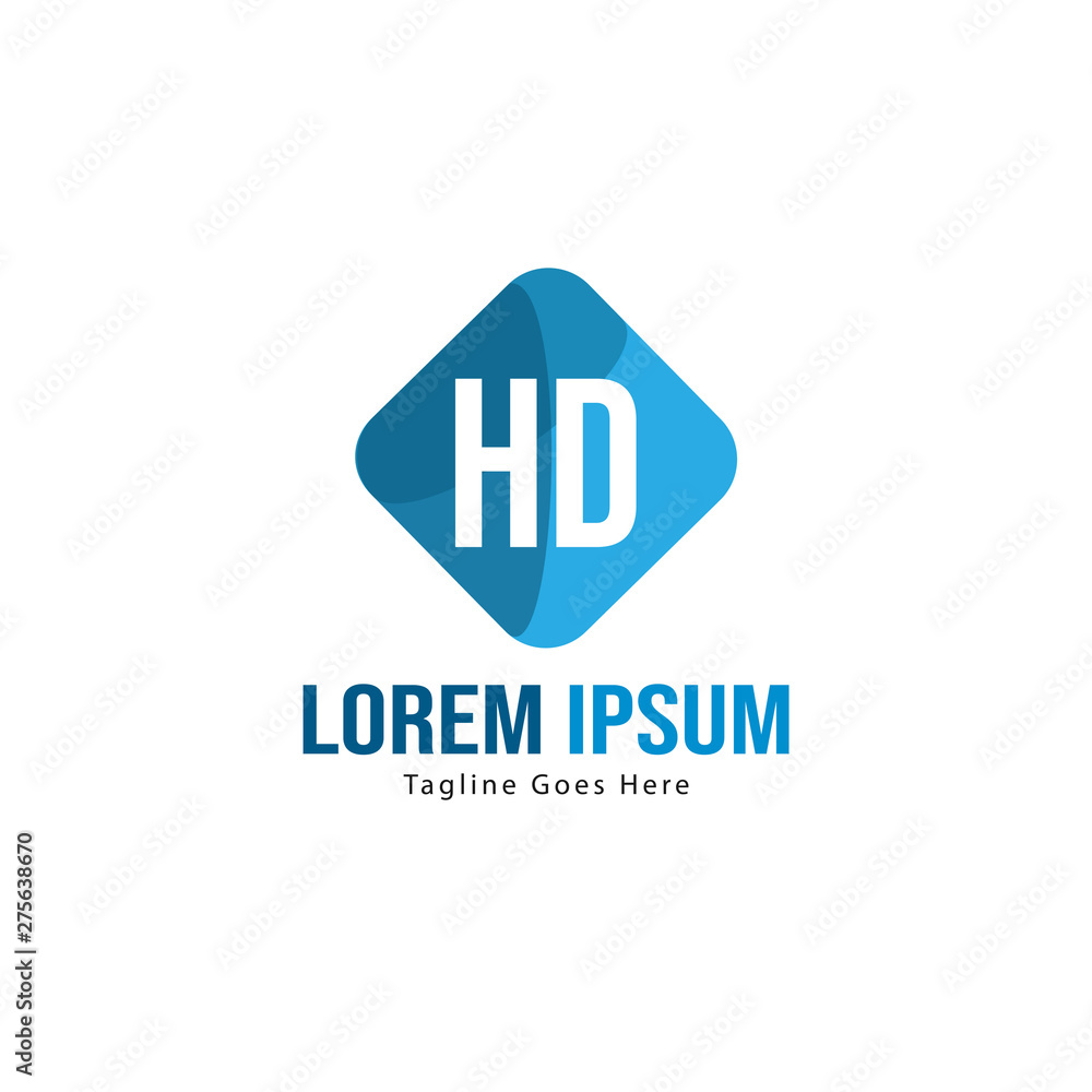 Initial HD logo template with modern frame. Minimalist HD letter logo vector illustration
