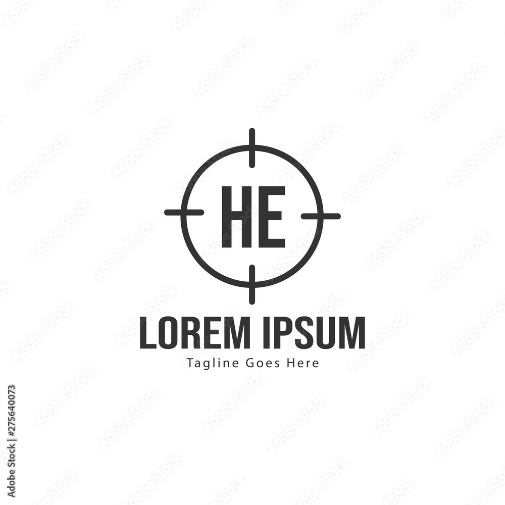 Initial HE logo template with modern frame. Minimalist HE letter logo vector illustration Initial HE logo template with modern frame. Minimalist HE letter logo vector illustration