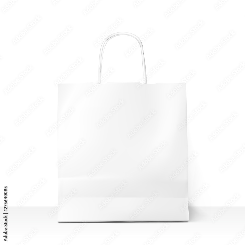 Blank paper shopping bag mockup isolated on white background. Vector illustration. Ready to use for your design, advertising, branding, promo and etc. EPS10. Blank paper shopping bag mockup isolated on white background. Vector illustration. Ready to use for your design, advertising, branding, promo and etc. EPS10.