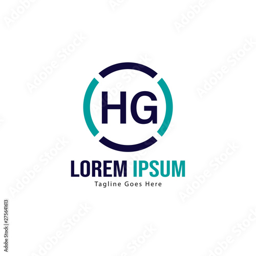 Initial HG logo template with modern frame. Minimalist HG letter logo vector illustration