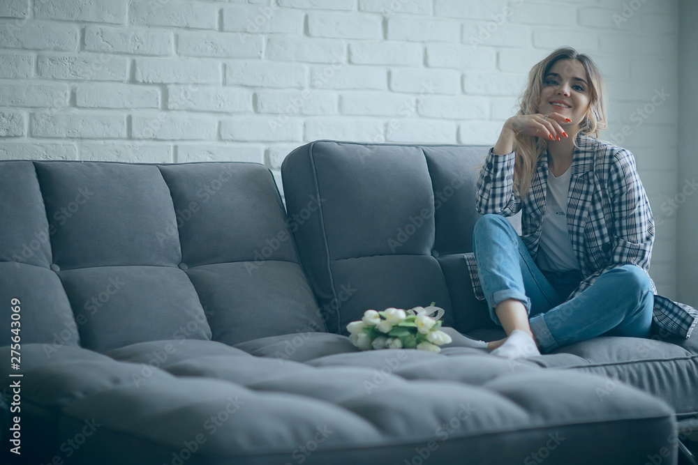 blonde make-up hair style / beautiful young adult model, spring look blonde make-up hair style / beautiful young adult model, spring look