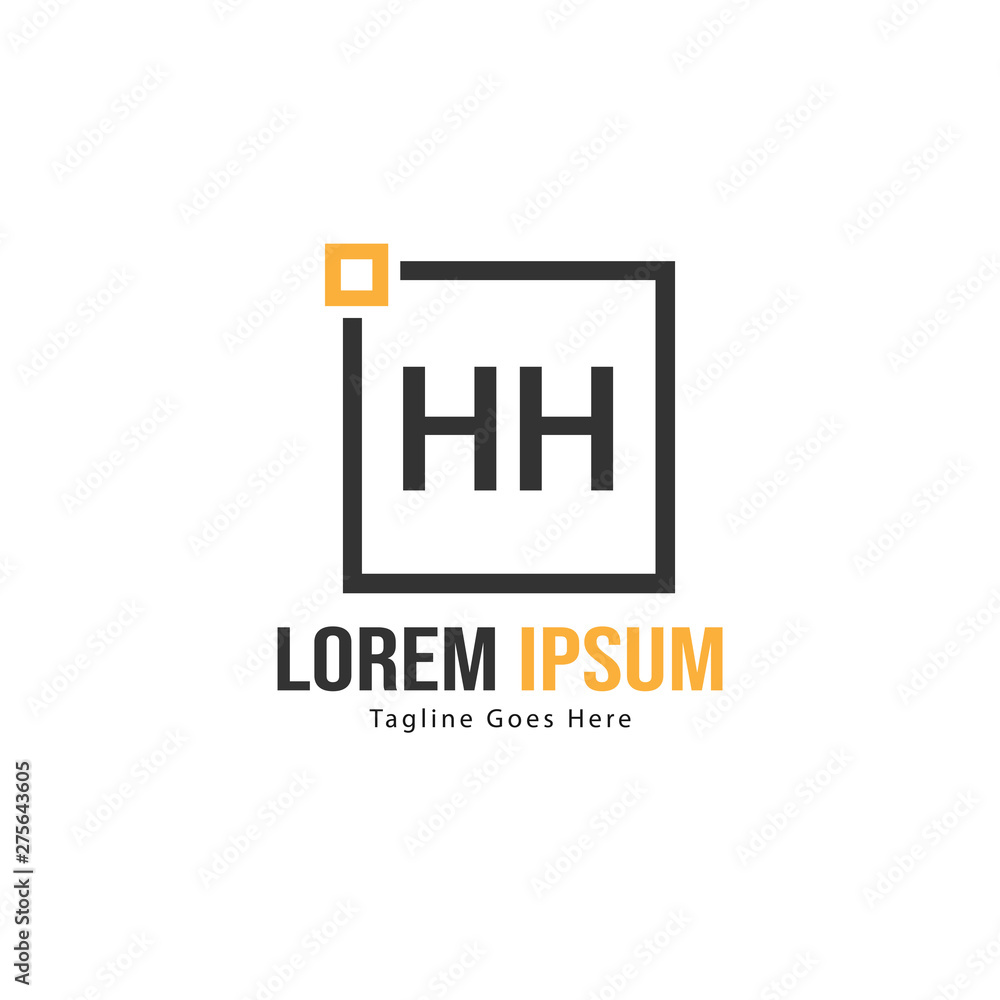 Initial HH logo template with modern frame. Minimalist HH letter logo vector illustration