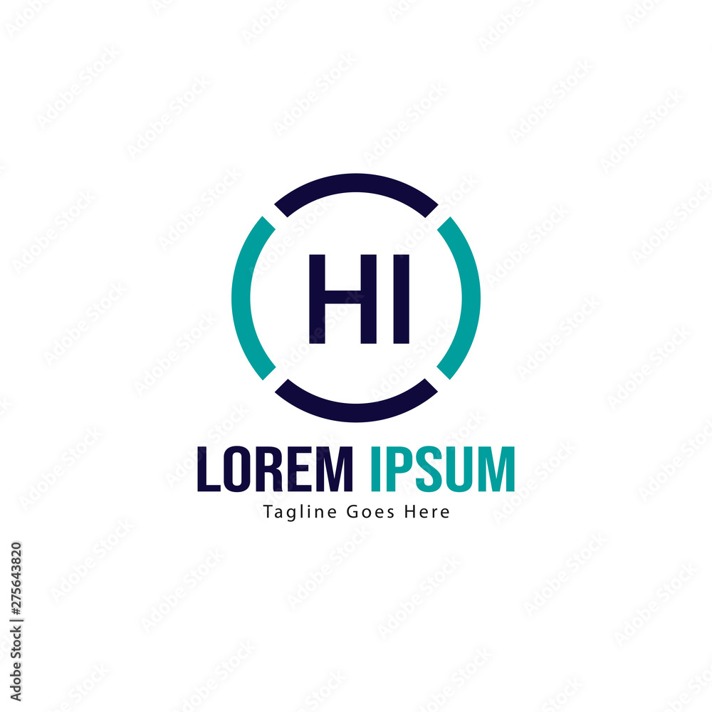Initial HI logo template with modern frame. Minimalist HI letter logo vector illustration Initial HI logo template with modern frame. Minimalist HI letter logo vector illustration