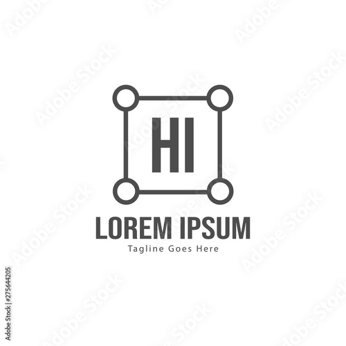 Initial HI logo template with modern frame. Minimalist HI letter logo vector illustration