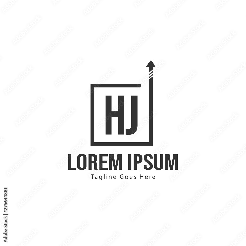 Initial HJ logo template with modern frame. Minimalist HJ letter logo vector illustration