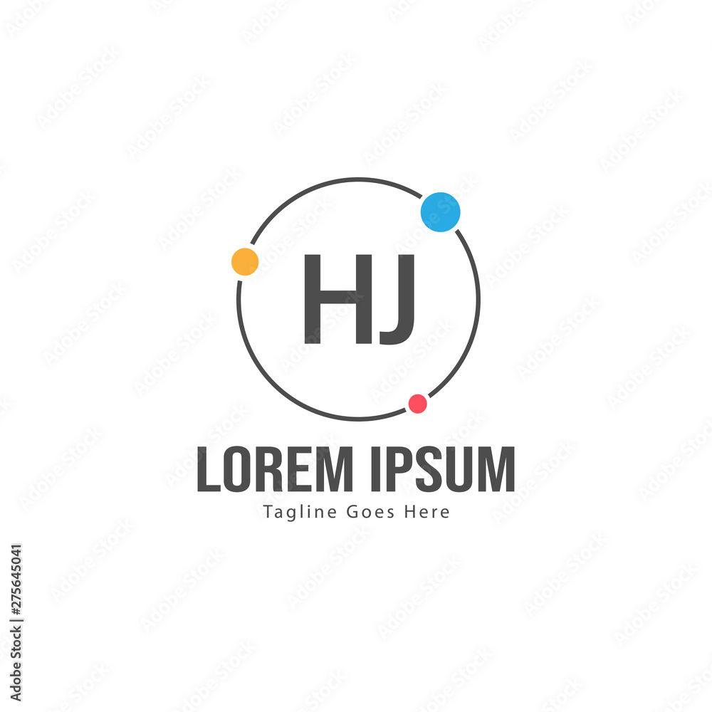 Initial HJ logo template with modern frame. Minimalist HJ letter logo vector illustration