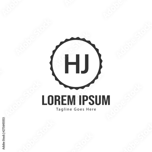 Initial HJ logo template with modern frame. Minimalist HJ letter logo vector illustration