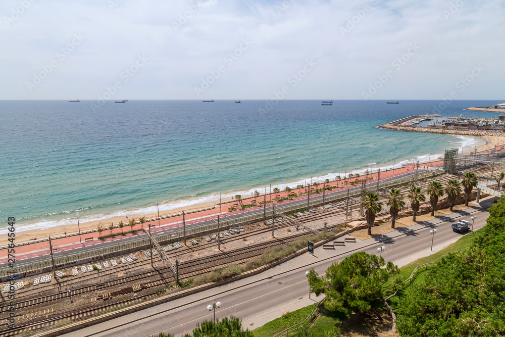 Promenade of Tarragona, Spain, Costa Dorada. Sea view.