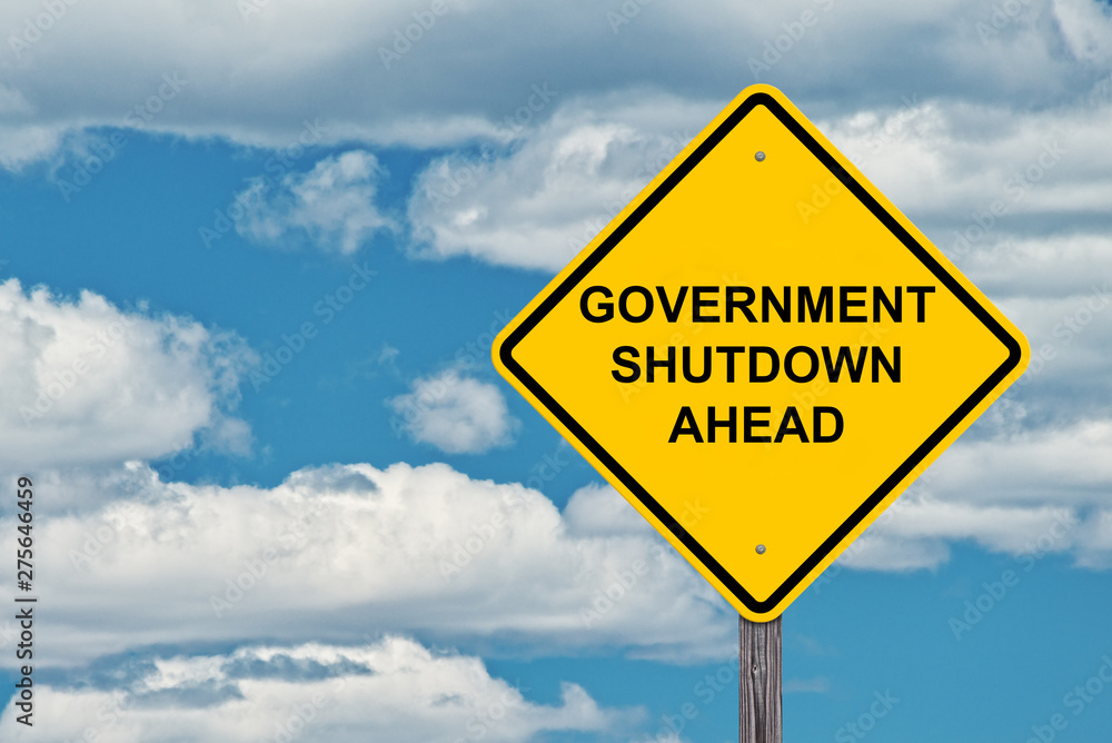 Government Shutdown Warning Sign - obrazy, fototapety, plakaty 
