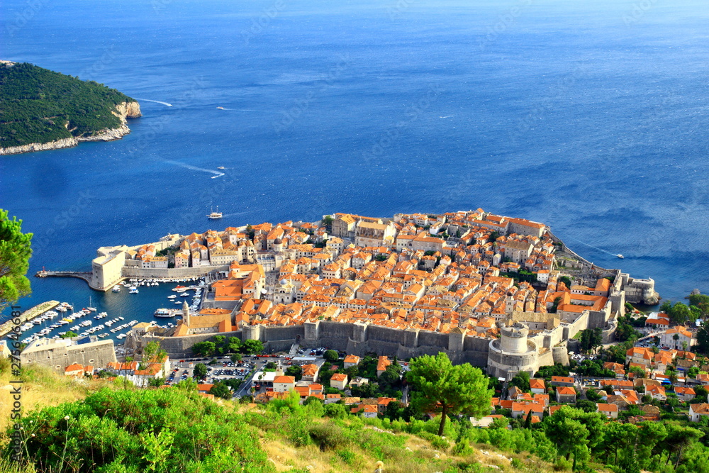 Dubrovnik old town, panoramic view. World famous touristic destination in Croatia.