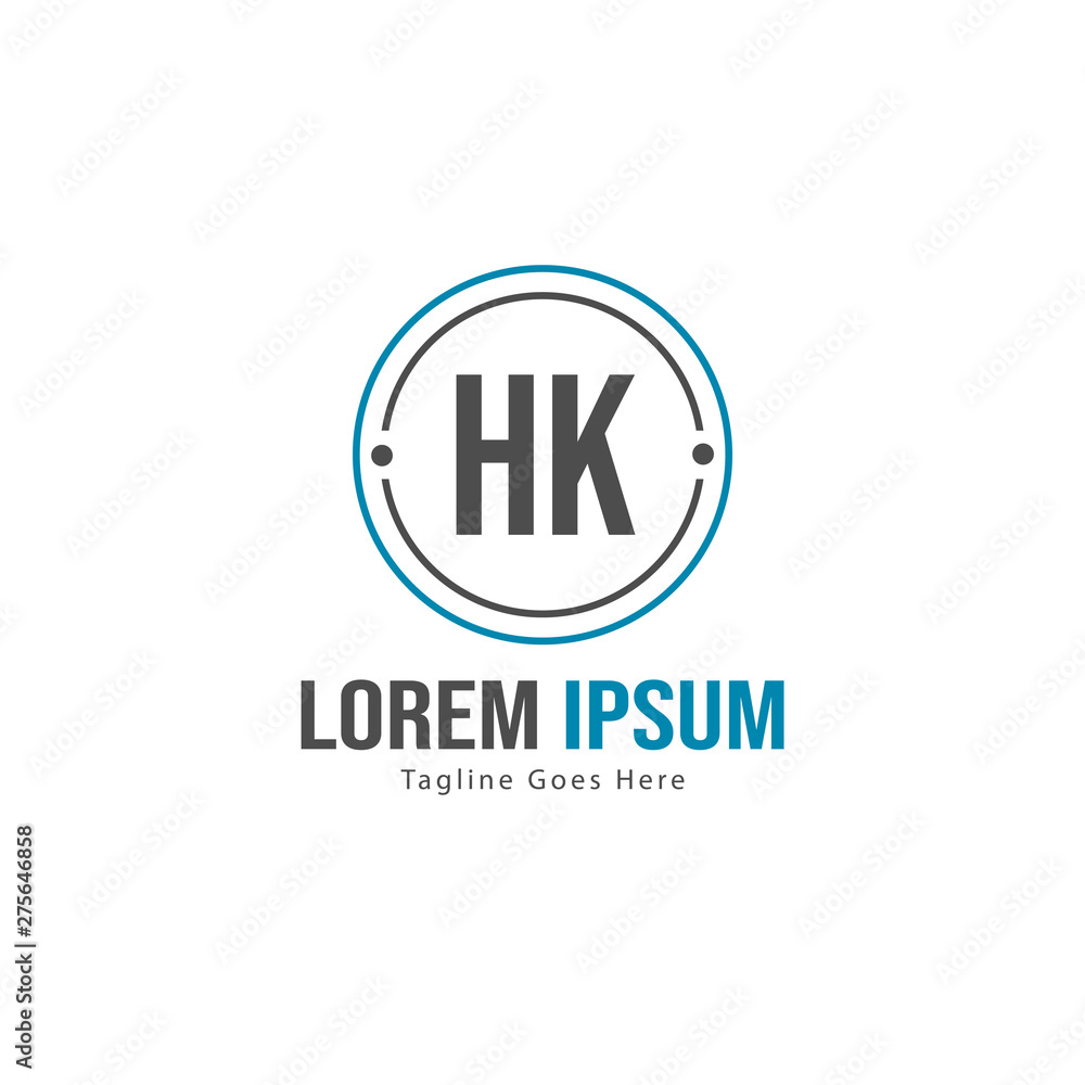Initial HK logo template with modern frame. Minimalist HK letter logo vector illustration Initial HK logo template with modern frame. Minimalist HK letter logo vector illustration
