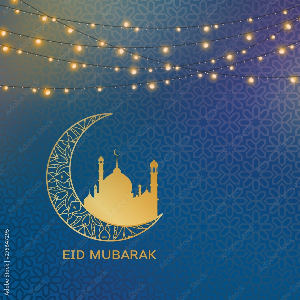 Eid Mubarak islamic design crescent moon and arabic calligraphy Eid Mubarak islamic design crescent moon and arabic calligraphy