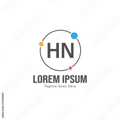 Initial HN logo template with modern frame. Minimalist HN letter logo vector illustration