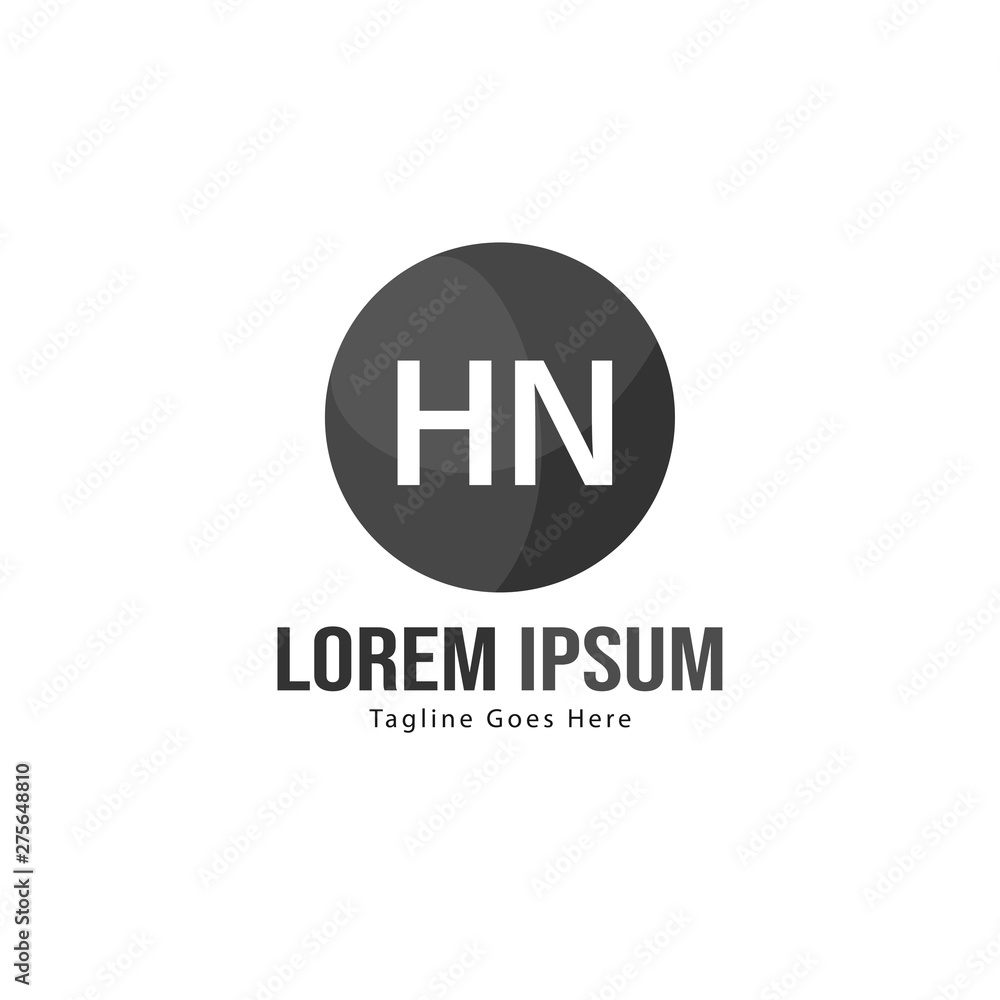 Initial HN logo template with modern frame. Minimalist HN letter logo vector illustration