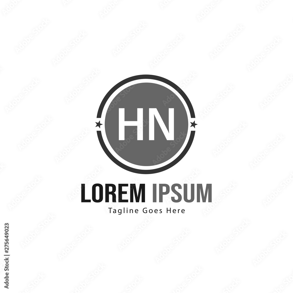 Obraz premium Initial HN logo template with modern frame. Minimalist HN letter logo vector illustration