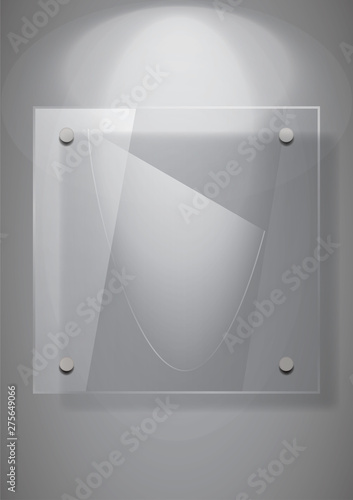 Vector modern transparent glass plates set on sample background. Eps10