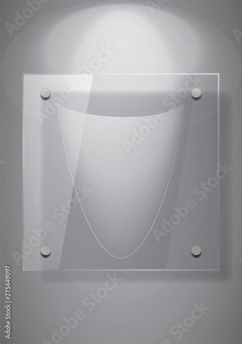 Vector modern transparent glass plates set on sample background. Eps10