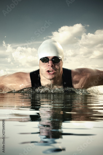Triathlon Athlete in Swimming Motion