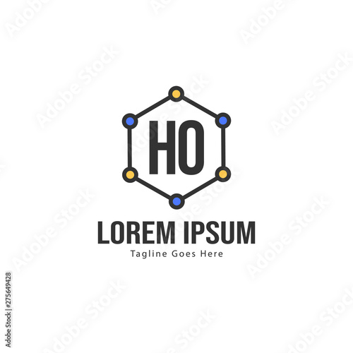 Initial HO logo template with modern frame. Minimalist HO letter logo vector illustration