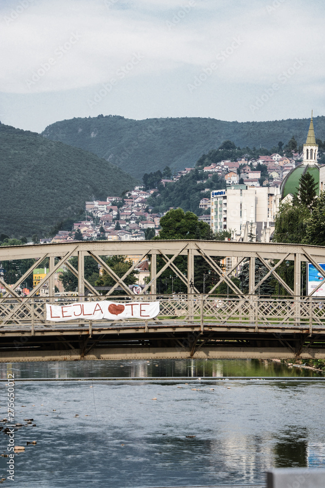 Fototapeta premium Bridge over river Miljacka in Sarajevo