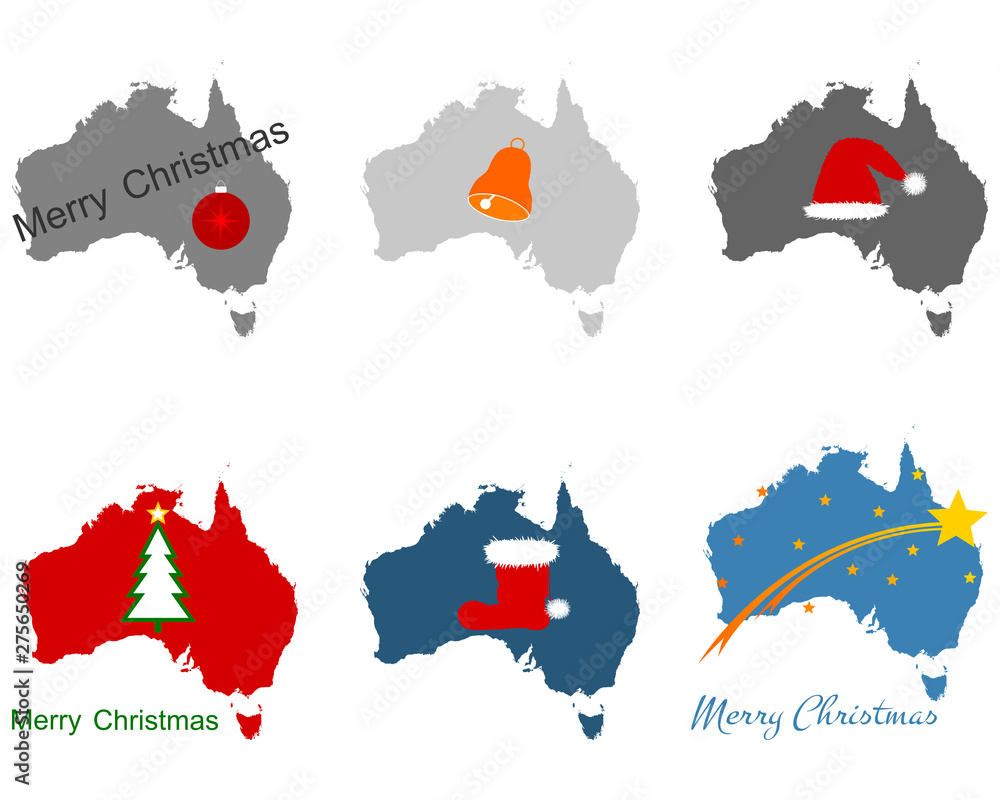 Karte von Australien mit Weihnachtssymbolen