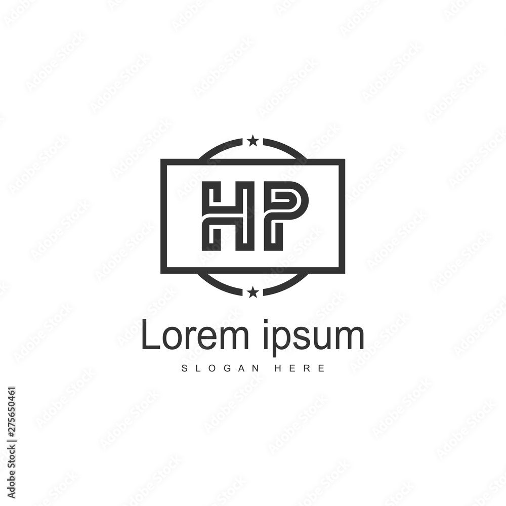 Initial HP logo template with modern frame. Minimalist HP letter logo vector illustration