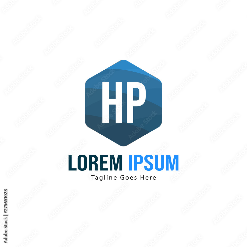 Initial HP logo template with modern frame. Minimalist HP letter logo vector illustration