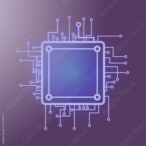 Artificial Intelligence Chip On Circuit Motherboard Background Modern Technology Concept Vector Illustration