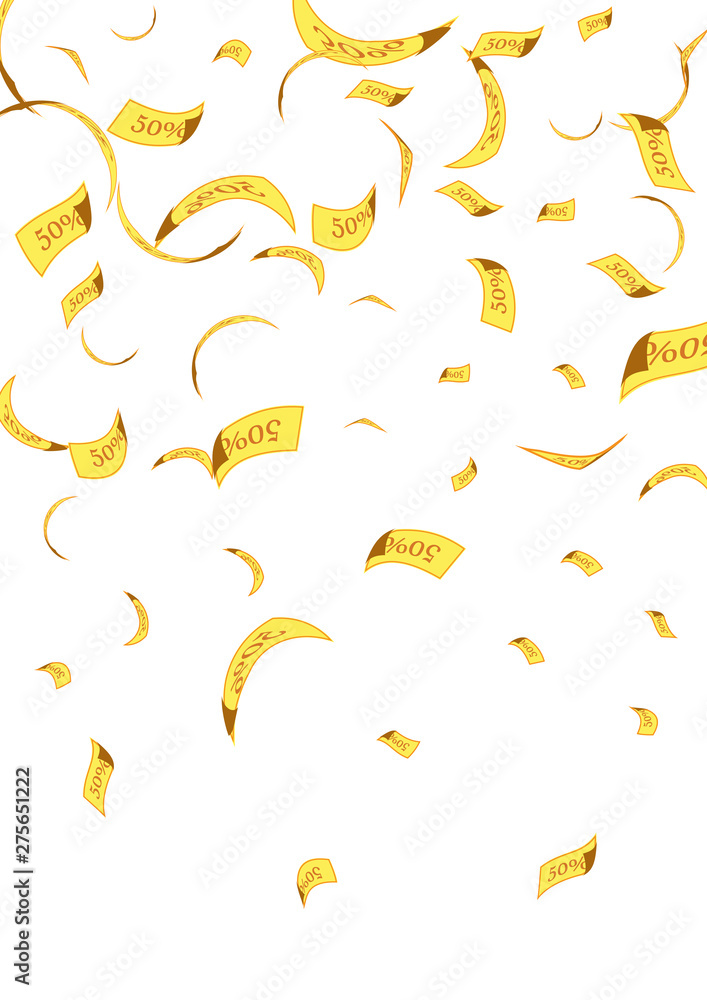 White background. Sign of sale over confetti background. Vector illustration of a holiday. An abstract background celebrating the celebration of golden confetti. White background. Sign of sale over confetti background. Vector illustration of a holiday. An abstract background celebrating the celebration of golden confetti.