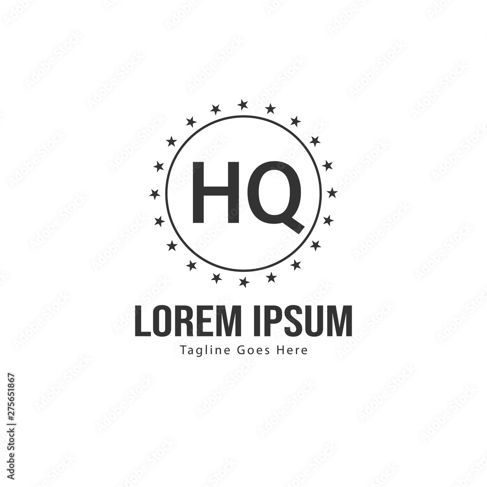 Initial HQ logo template with modern frame. Minimalist HQ letter logo vector illustration Initial HQ logo template with modern frame. Minimalist HQ letter logo vector illustration