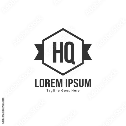 Initial HQ logo template with modern frame. Minimalist HQ letter logo vector illustration