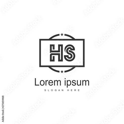 Initial HS logo template with modern frame. Minimalist HS letter logo vector illustration