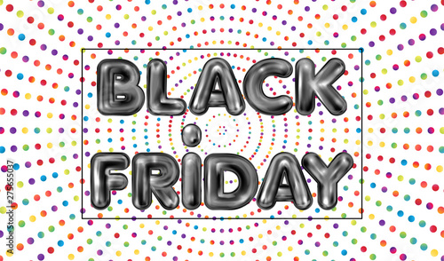 Black Friday black latex lettering on the gradient dots pattern