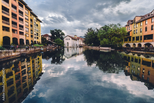 Thiou River and Annecy Town with Reflections photo