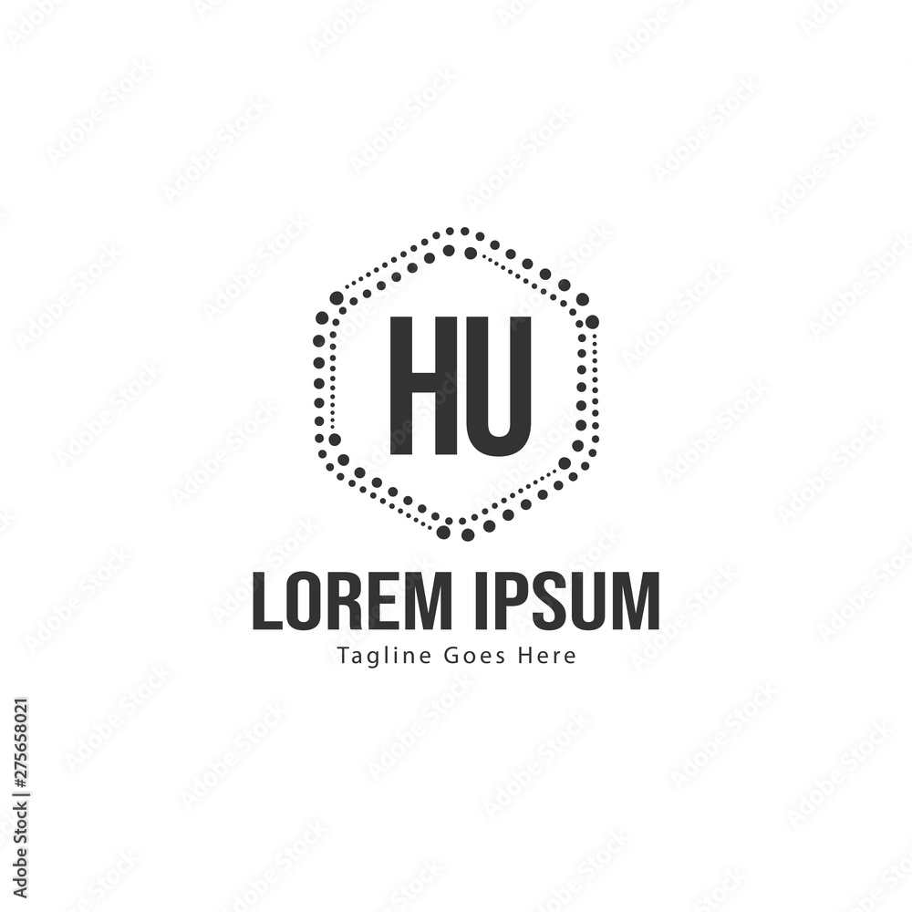 Fototapeta premium Initial HU logo template with modern frame. Minimalist HU letter logo vector illustration