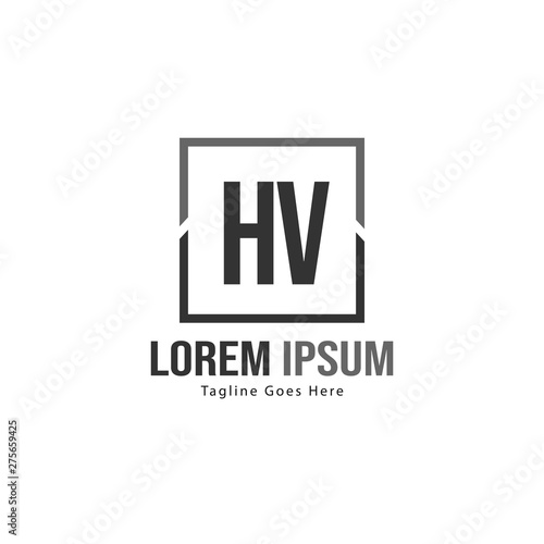 Initial HV logo template with modern frame. Minimalist HV letter logo vector illustration