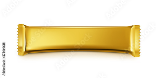 Gold Blank Chocolate Bar Snack Bag On White Background