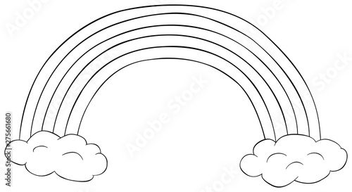 Rainbow with clouds clipart. Coloring book for children. Doodle vector illustration.