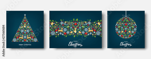 Colorful  Christmas  and New Year greeting card with reindeer.