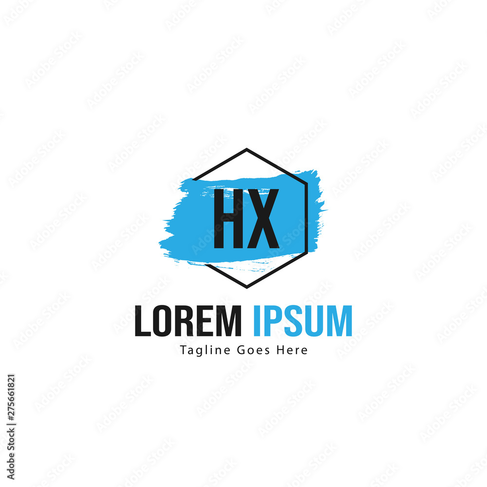 Initial HX logo template with modern frame. Minimalist HX letter logo vector illustration