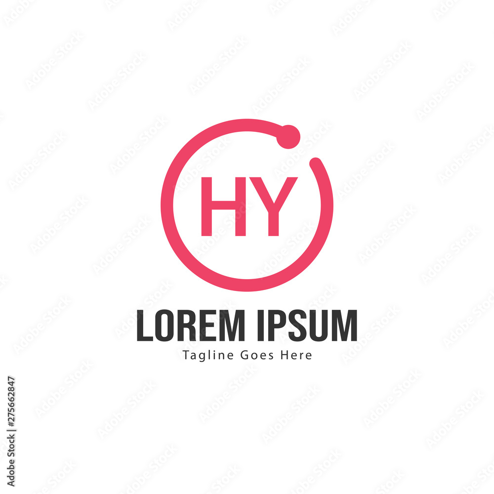 Obraz premium Initial HY logo template with modern frame. Minimalist HY letter logo vector illustration