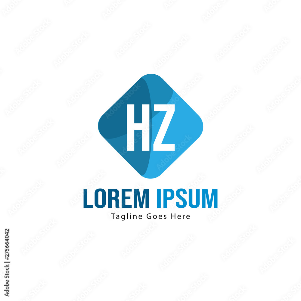 Initial HZ logo template with modern frame. Minimalist HZ letter logo vector illustration