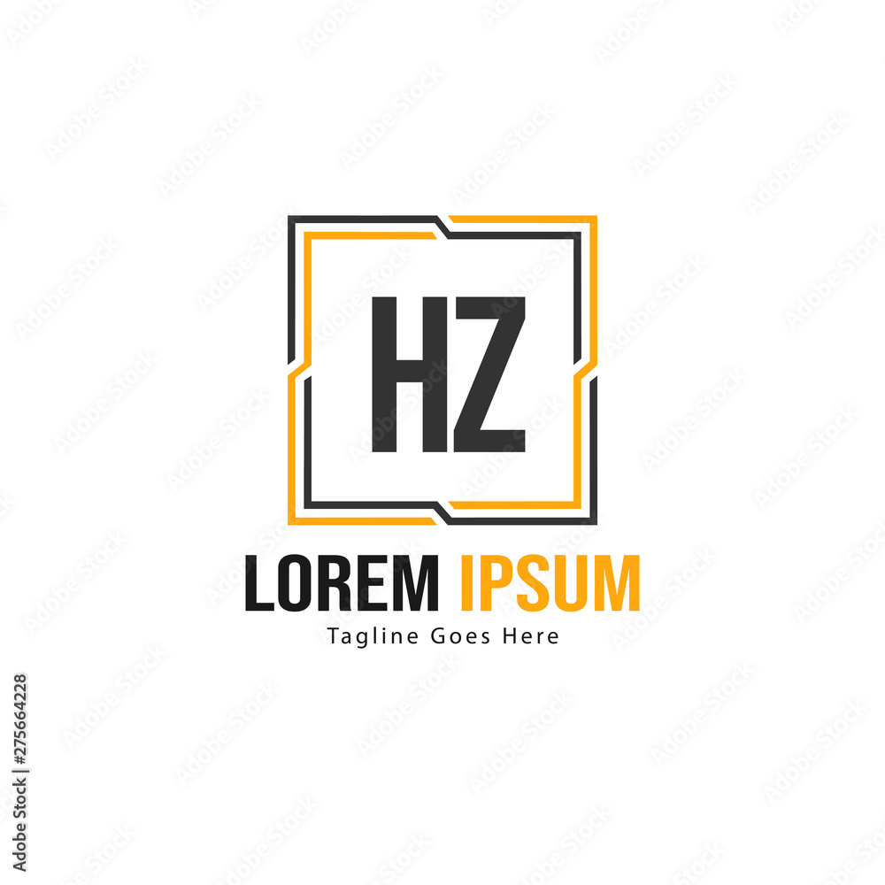 Initial HZ logo template with modern frame. Minimalist HZ letter logo vector illustration Initial HZ logo template with modern frame. Minimalist HZ letter logo vector illustration