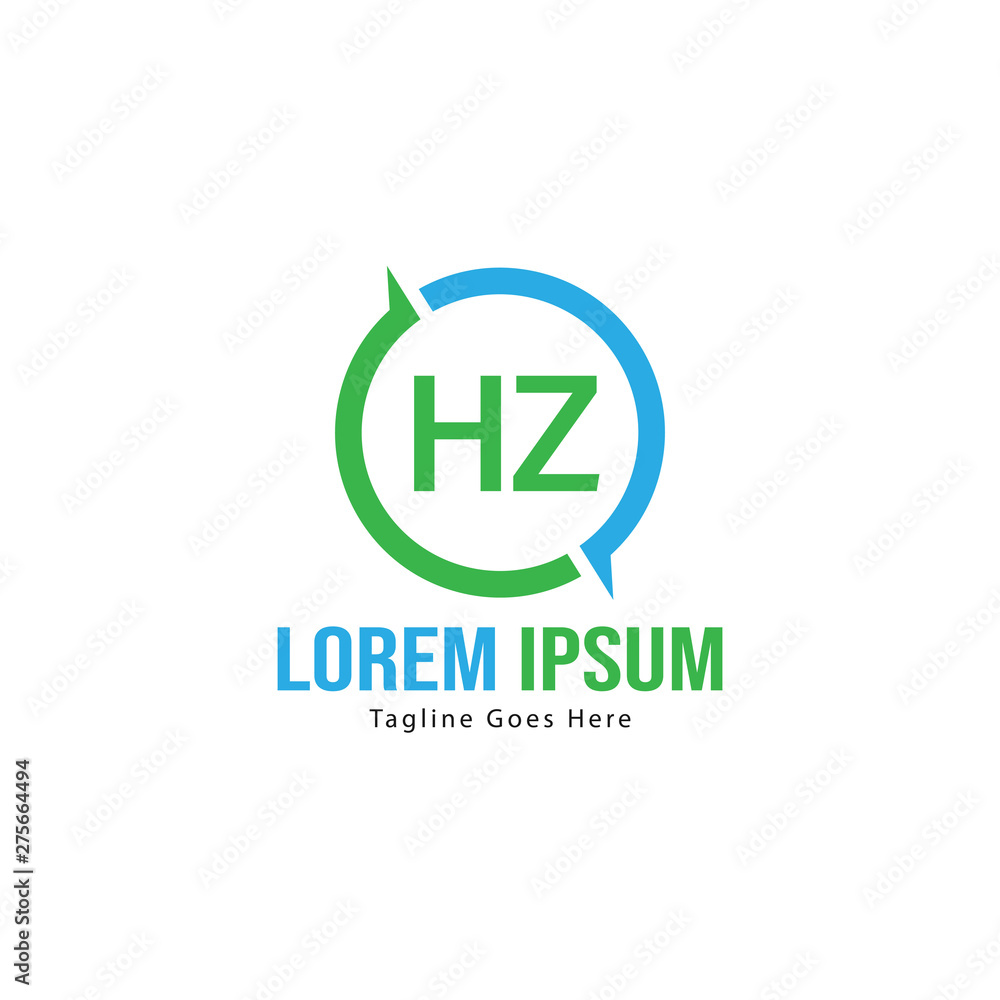 Initial HZ logo template with modern frame. Minimalist HZ letter logo vector illustration Initial HZ logo template with modern frame. Minimalist HZ letter logo vector illustration